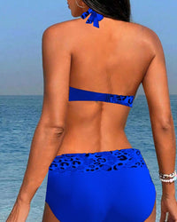 Bikini dos nu imprimé patchwork léopard