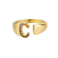 Bague en Or avec Lettre Personnalisée (Ajustable)