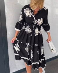 Robe à imprimé floral et manches 3/4