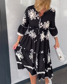 Robe à imprimé floral et manches 3/4