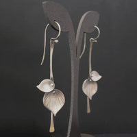 Boucles d'oreilles Boho Feuille en Argent