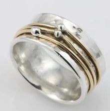 Bague vintage dorée avec couches argentées