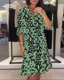 Robe Col En V Élégante Imprimée