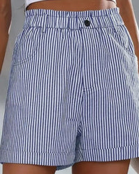 Short imprimé à rayures taille haute
