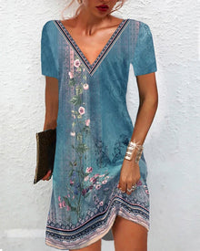 Robe à imprimé floral et manches courtes