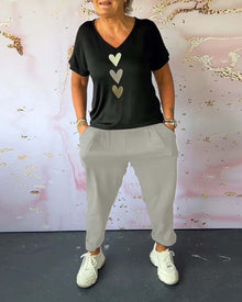 Pantalon décontracté confortable avec poche de couleur unie