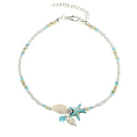 Bracelet de cheville avec étoiles et coquillages en pierres naturelles