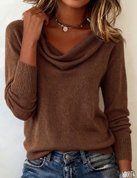 Pull Tendance À Manches Longues Avec Col En Fourrure