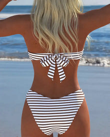 Maillot De Bain Haute Taille Rayé Triangle Deux Pièces