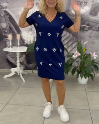 Robe Mode Col En V Manches Courtes