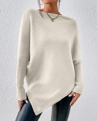 Pull uni à ourlet irrégulier