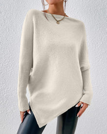 Pull uni à ourlet irrégulier