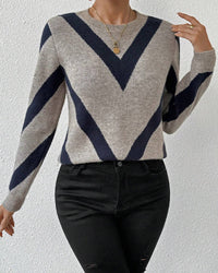 Pull Avec Caractéristiques Imprimé Géométrique Et Col Rond