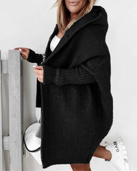 Cardigan simple à capuche de couleur unie avec motif chauve-souris