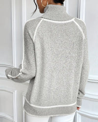 Pull Col Montant Tendance Couleur Contrastée
