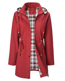Trench Long Imperméable À Capuche Pour Femme