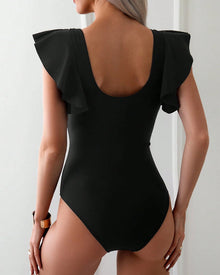 Maillot De Bain Volant En Mesh Une Pièce