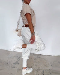 Pantalon Mode Couleur Unie Court