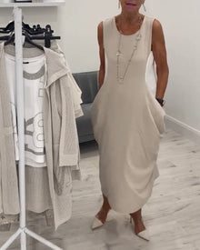 Robe patchwork de poche sans manches à la mode