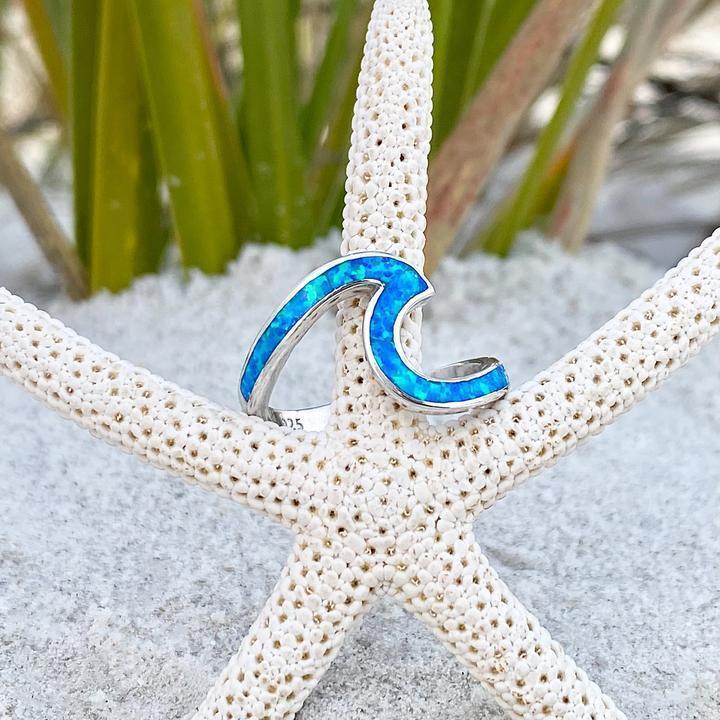 Bague Vague de Mer en opale et argent