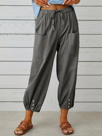 Luciane | Pantalon à cordon et boutons pour femme