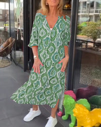 Robe à imprimé mode avec demi-manche