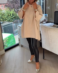 Pull Col Montant Demi-Zip Ample