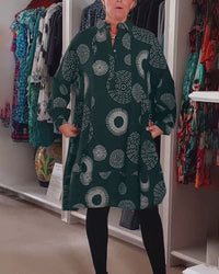 Robe décontractée à revers à imprimé géométrique