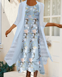 Robe ample manches 3/4 à imprimé fleuri