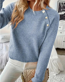 Pull Bouton Décoré Manche Raglan