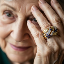 Bague Vintage Dorée Avec Zirconium Bleu