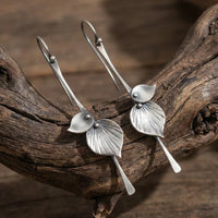 Boucles d'oreilles Boho Feuille en Argent