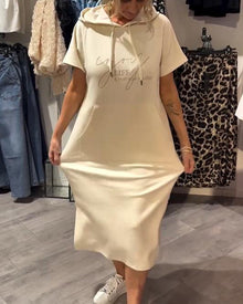 Robe À Capuche Décontractée Cordon