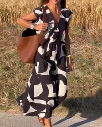 Robe avec imprimé et col en V