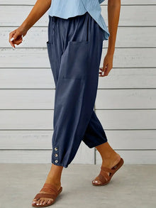 Luciane | Pantalon à cordon et boutons pour femme