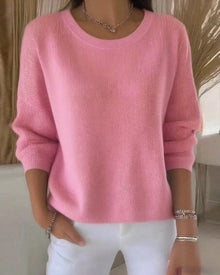 Pull Uni Col Rond Épaule Tombante
