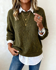 Pull À Col Chemise Avec Design Patchwork