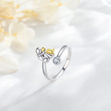 Bague de Chien en Argent avec Pierres de Zircon (Ajustable)