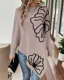 Pull Floral Large à Manches Gigot