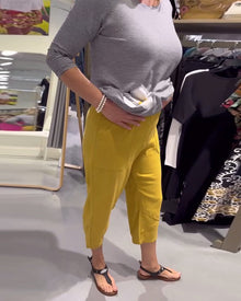 Pantalon Décontracté Fuselé Coton Et Lin Court