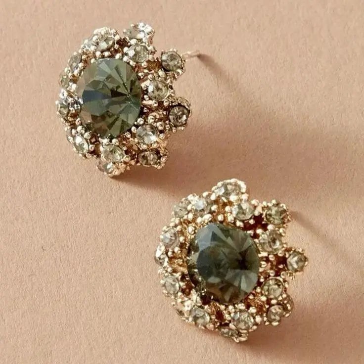 Boucles d'oreilles rondes vertes brillantes
