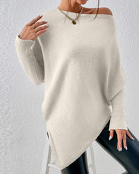 Pull uni à ourlet irrégulier