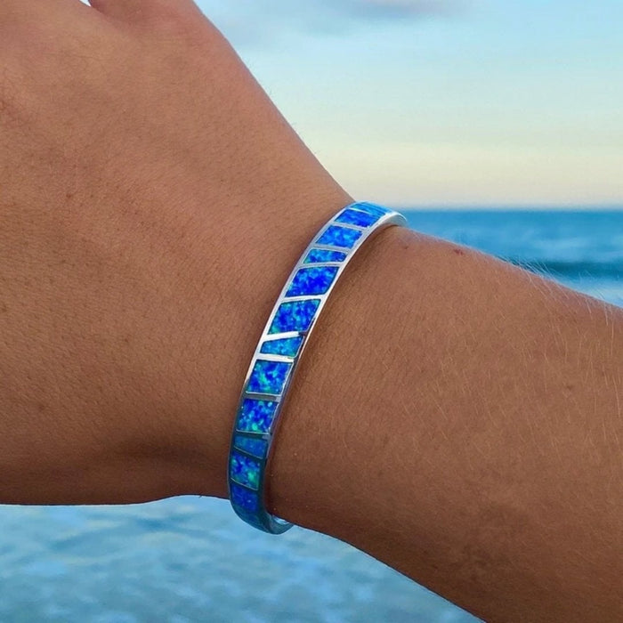 Bracelet en opale bleue et argent