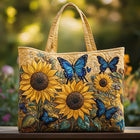 Sac Femme tournesols et papillons bleus – Spacieux et Léger