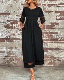 Robe élégante à Manches Mi-Longues Et Col Rond Décontracté
