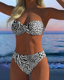 Maillot De Bain Sexy Imprimé Léopard Deux-Pièces