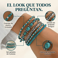 Ensemble de Bracelets Boho avec Perles Turquoise