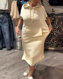 Robe À Capuche Décontractée Cordon