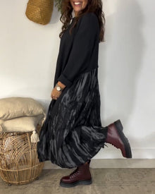 Robe Col Rond Imprimé Patchwork Irrégulier