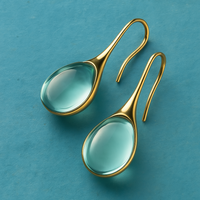 Boucles d'oreilles en cristal pendantes en or et argent